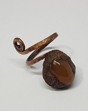Inel unicat , inel reglabil , inel din cupru , inel cu carnelian.