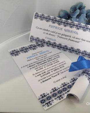 Invitație tradițional românească botez