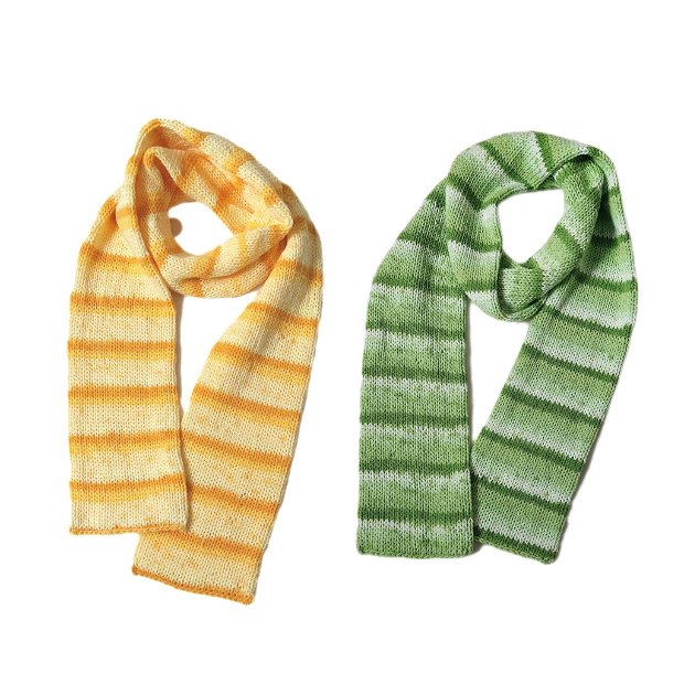 Fular tricotat lung dungi colorat verde si galben