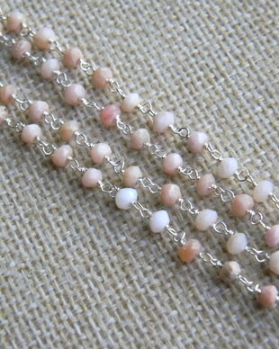 Opal roz pe lant argint, 20 cm. (MN4)