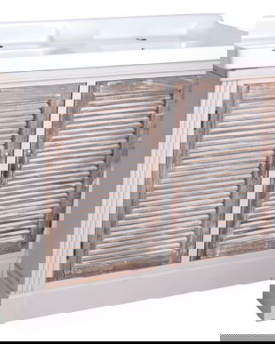 Lavoar din lemn masiv grej si doua usi bej