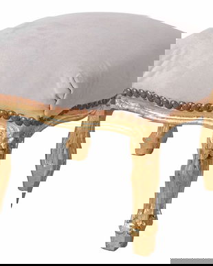 Scaunel din lemn masiv auriu cu tapiterie grej