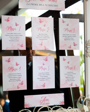 Cartonaș așezare la mese - Pink Collection