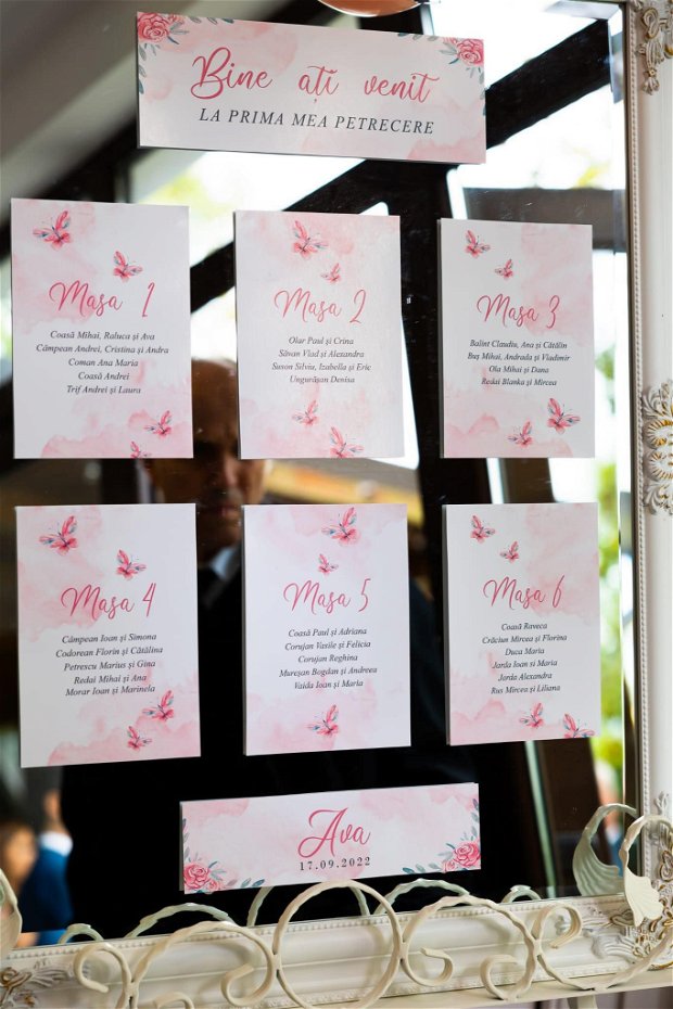 Cartonaș așezare la mese - Pink Collection