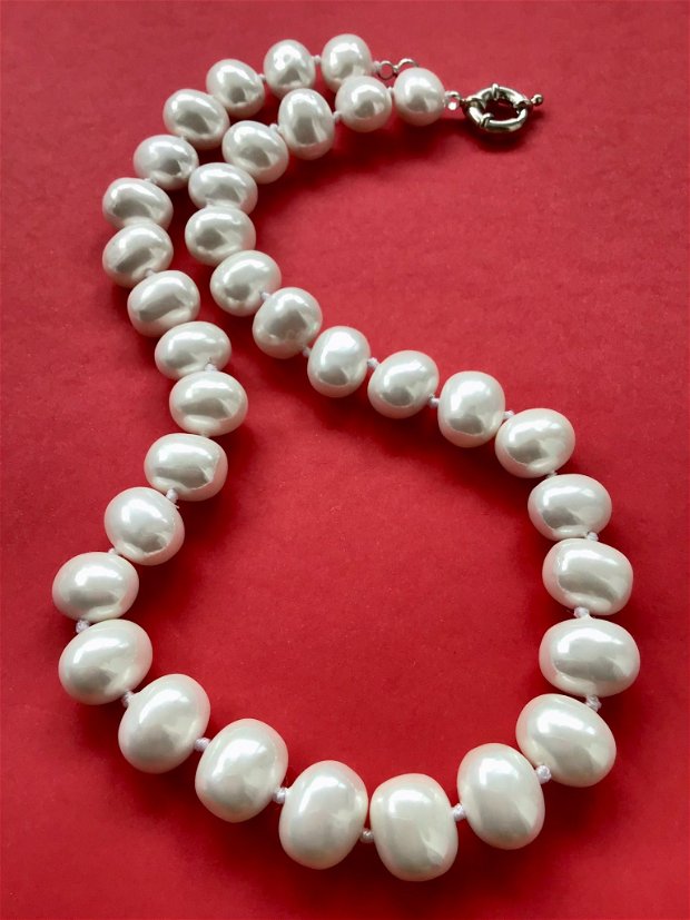 Colier perle albe de Mallorca