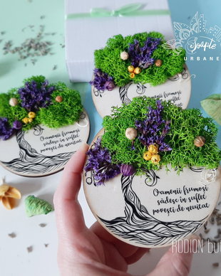 Magnet copacul vietii cu licheni stabilizati personaliat cu text handmade