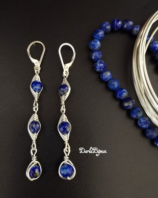 Cercei lapis lazuli și argint 925