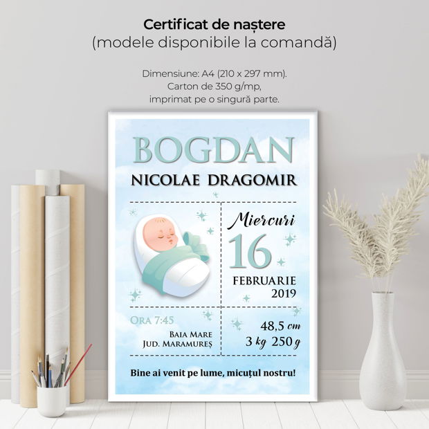 Certificat de naștere - bebe băiețel