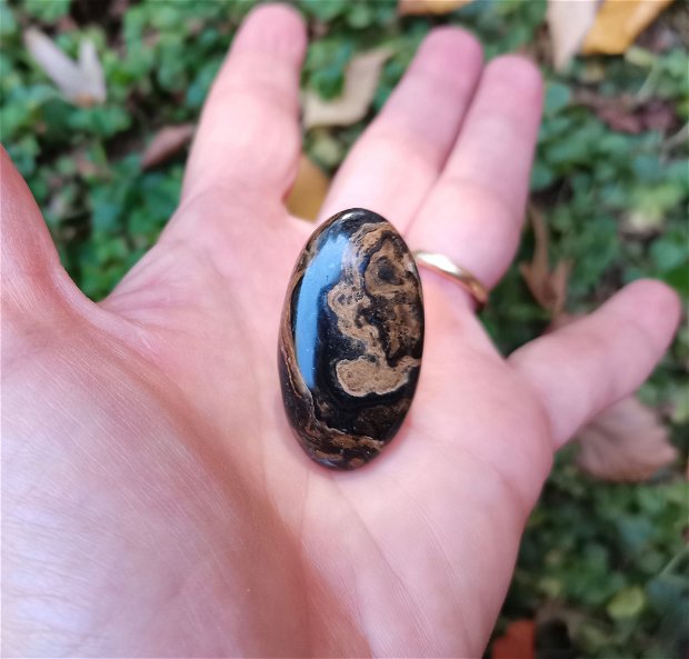 Inel Stromatolit si Argint 925 - IN1125 - Inel pietre semipretioase, inel reglabil, inel piatra mare, cadou sotie, cadou romantic, inel statement, cristale vindecatoare, cristaloterapie