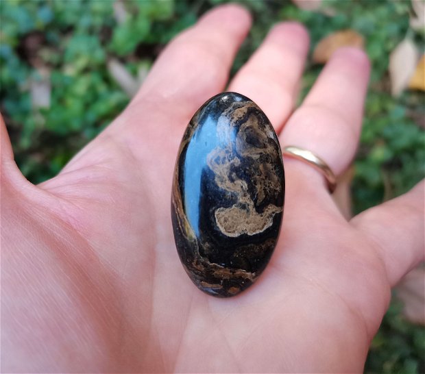 Inel Stromatolit si Argint 925 - IN1125 - Inel pietre semipretioase, inel reglabil, inel piatra mare, cadou sotie, cadou romantic, inel statement, cristale vindecatoare, cristaloterapie