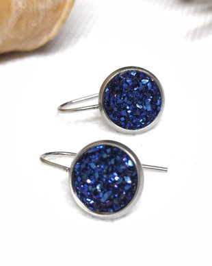 Cercei druzy bleumarin