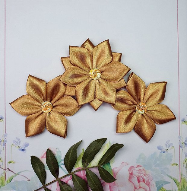 Set 3 flori decorative - auriu