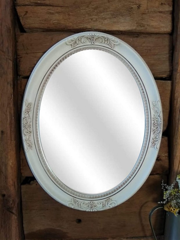 Oglinda de perete, stil vintage-alb antic