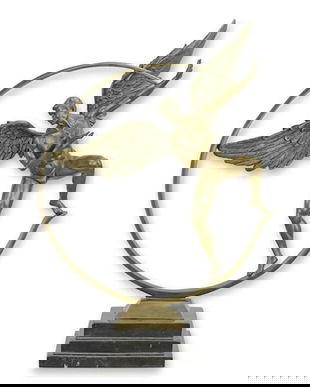 Icar - statueta mare  din bronz pe soclu din marmura