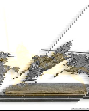 Batalie - statueta mare  din bronz pe soclu din marmura