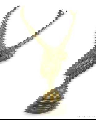 Inotator - statueta mare  din bronz pe soclu din marmura