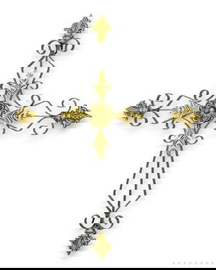 Decoratiune de perete din metal cu o cruce stilizata