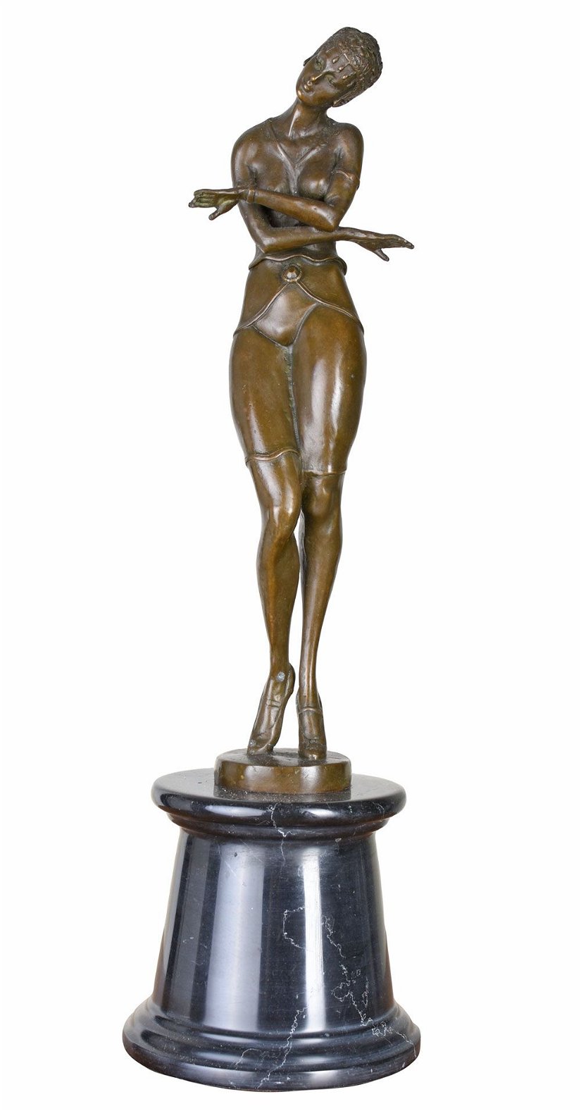Femeie dezgolita - statueta din bronz pe soclu din marmura