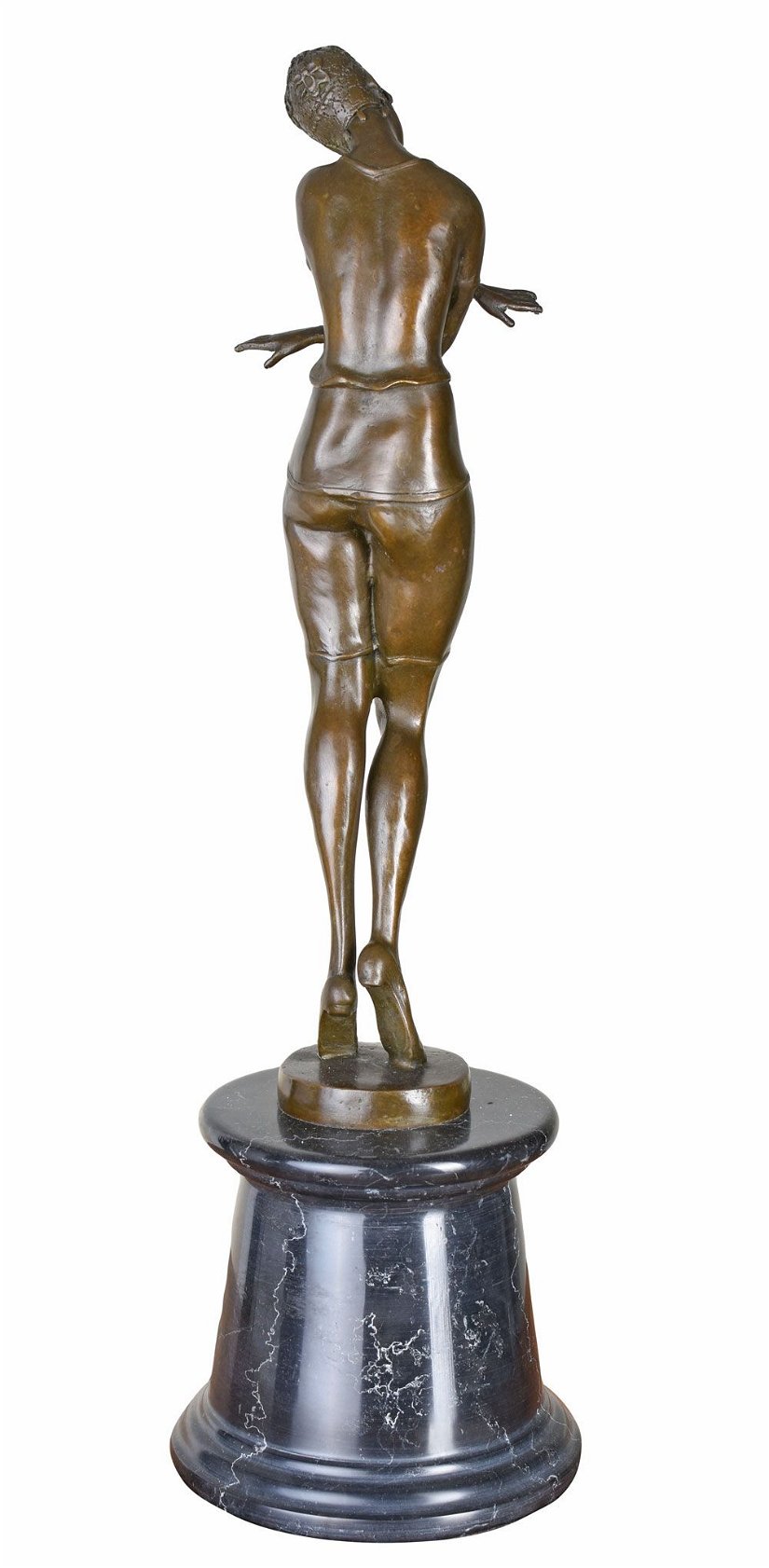 Femeie dezgolita - statueta din bronz pe soclu din marmura