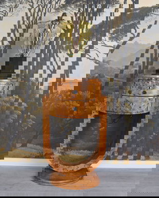 Consola Art Deco din lemn masiv furniruit cu doua sertare