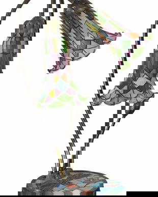 Lampa Tiffany din metal si abajururi lalea