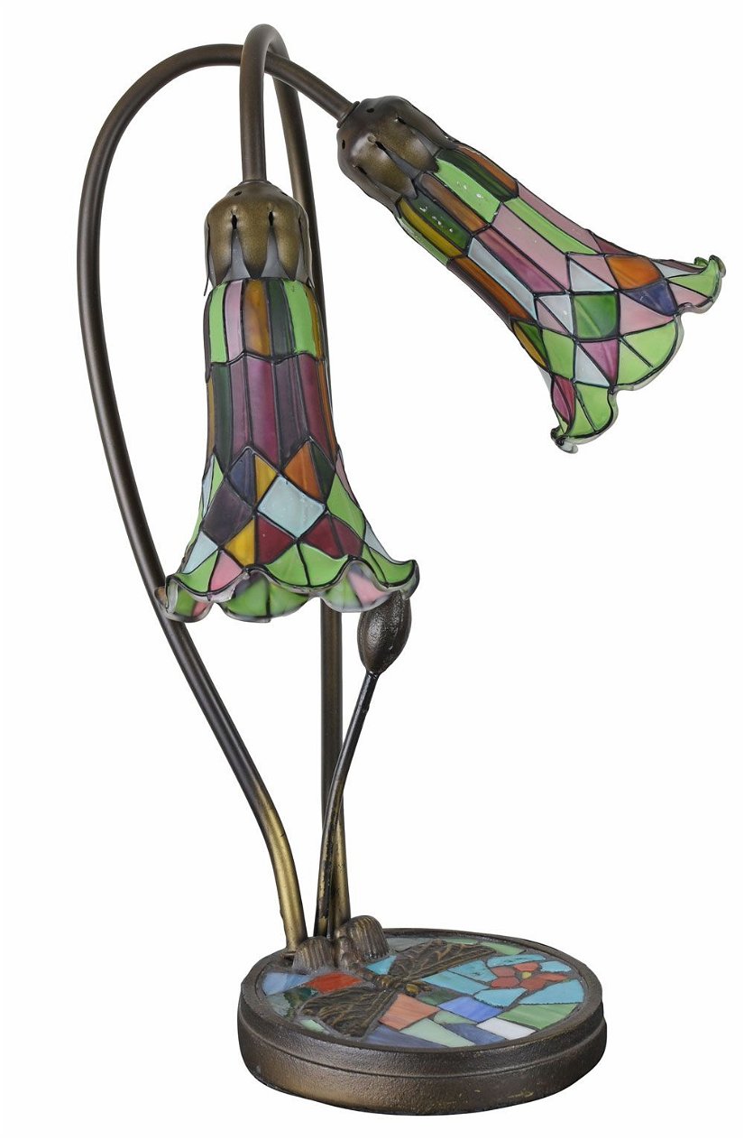 Lampa Tiffany din metal si abajururi lalea