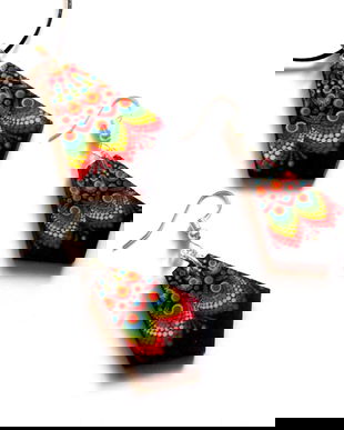 set bijuterii lemn cu mandala 41639