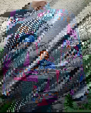 Jacheta din saten imprimat,tip bomber