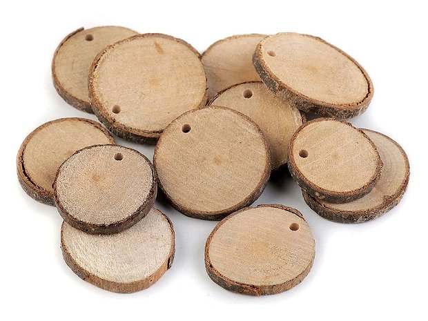 Rondele din lemn gaurite, 2.5- 4 cm, 10/set- ST120502