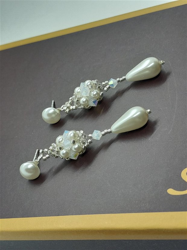 Cercei eleganti/mireasa din perle Preciosa