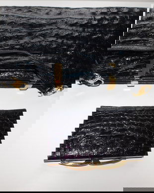 Poseta  crocodil ,  deosebita , produs neutilizat , autentic vintage