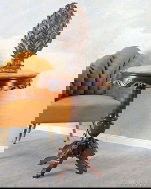 Masa din lemn mahon cu blat din marmura bej