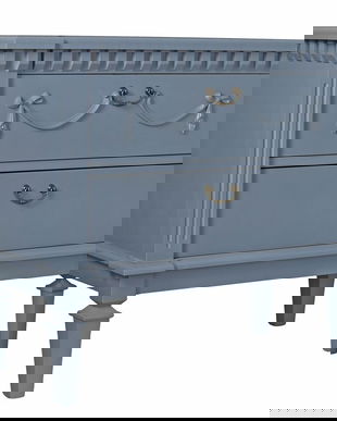 Comoda din lemn masiv bleu antichizat cu doua sertare