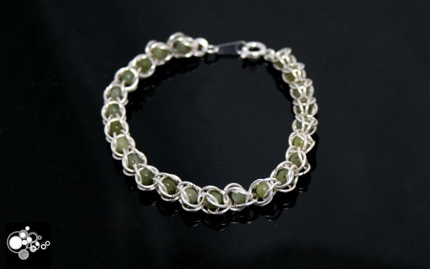 Bratara chainmaille "Olive Drops"