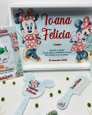 Set aniversar personalizat 1 anisor de Craciun - Minnie Mouse Christmas