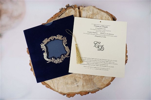 Invitatie catifea royal blue