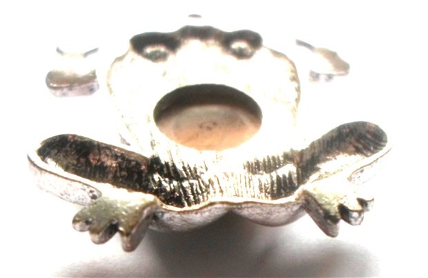 Pandantiv metalic broasca argintiu cu ochi de tigru
