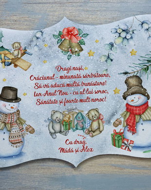 Placuta Decorativa Personalizata de Craciun - Magic Snowman