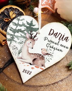 Glob Crăciun Personalizat Lemn - Scandinavian Forest