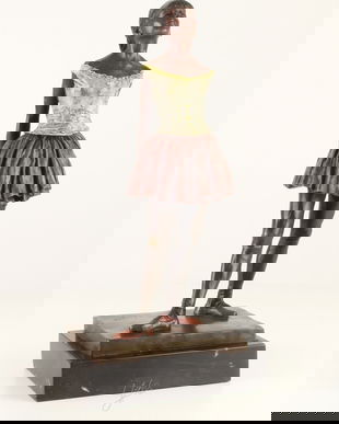 Dansatoare la 14 ani - statueta din bronz pictat pe soclu din marmura