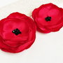 set brose / flori rosii de matase cu cristale