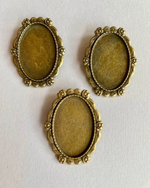 Baza brosa bronz antichizat, 30x20mm interior
