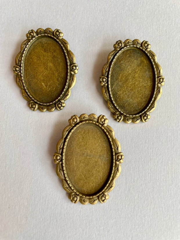 Baza brosa bronz antichizat, 30x20mm interior