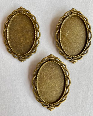 Baza brosa bronz antichizat, 30x20mm interior