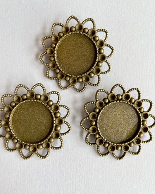 Baza brosa, forma floare, bronz, 20mm interior