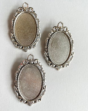 Baza brosa, argintiu antichizat, 30x20mm interior