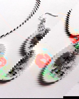 set bijuterii lemn cu maci 41811