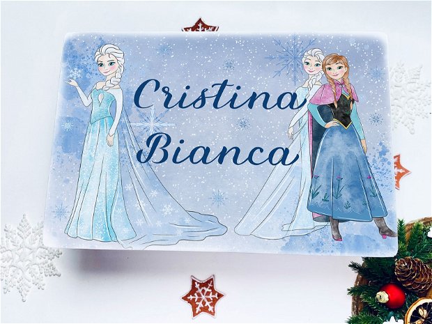 Cutie Amintiri de Craciun Personalizata - Frozen - Elsa si Ana