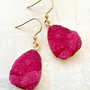 Cercei agate druzy ciclam & alama aurita