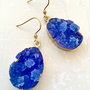 Cercei agate druzy albastre & alama aurita